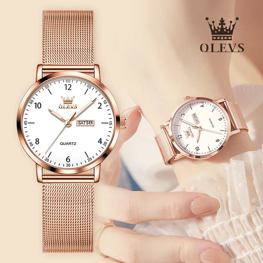 OLEVS Crystal Milanese Steel Watch