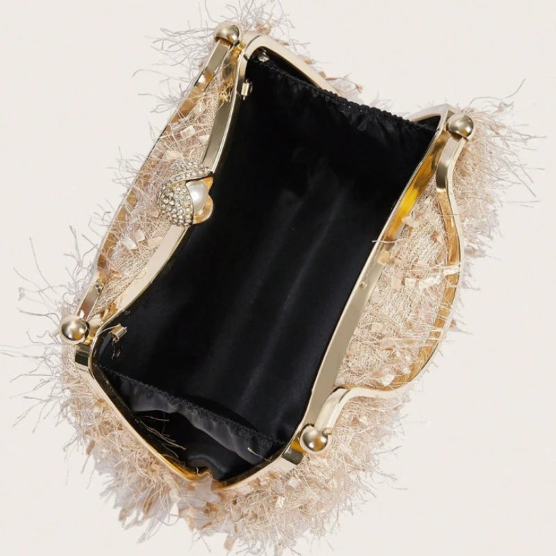 Women's Feather Tassel Nylon Evening Clutch