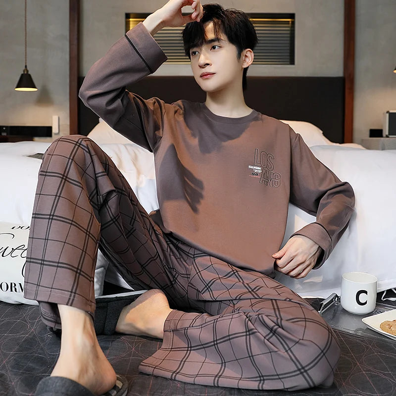 Cotton O-Neck Men Pajama Set