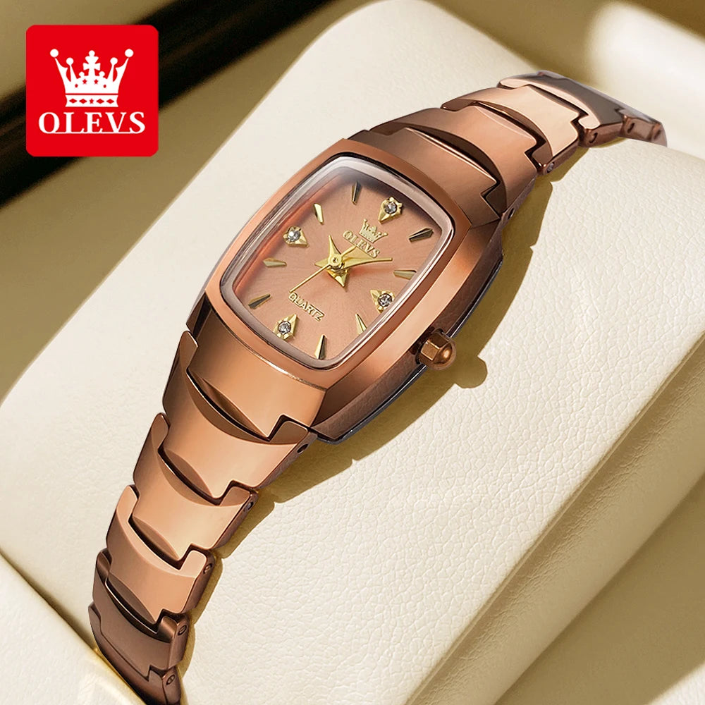 OLEVS Tonneau Steel Ladies Watch