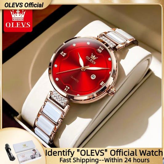OLEVS Ceramic Bracelet Watch Set