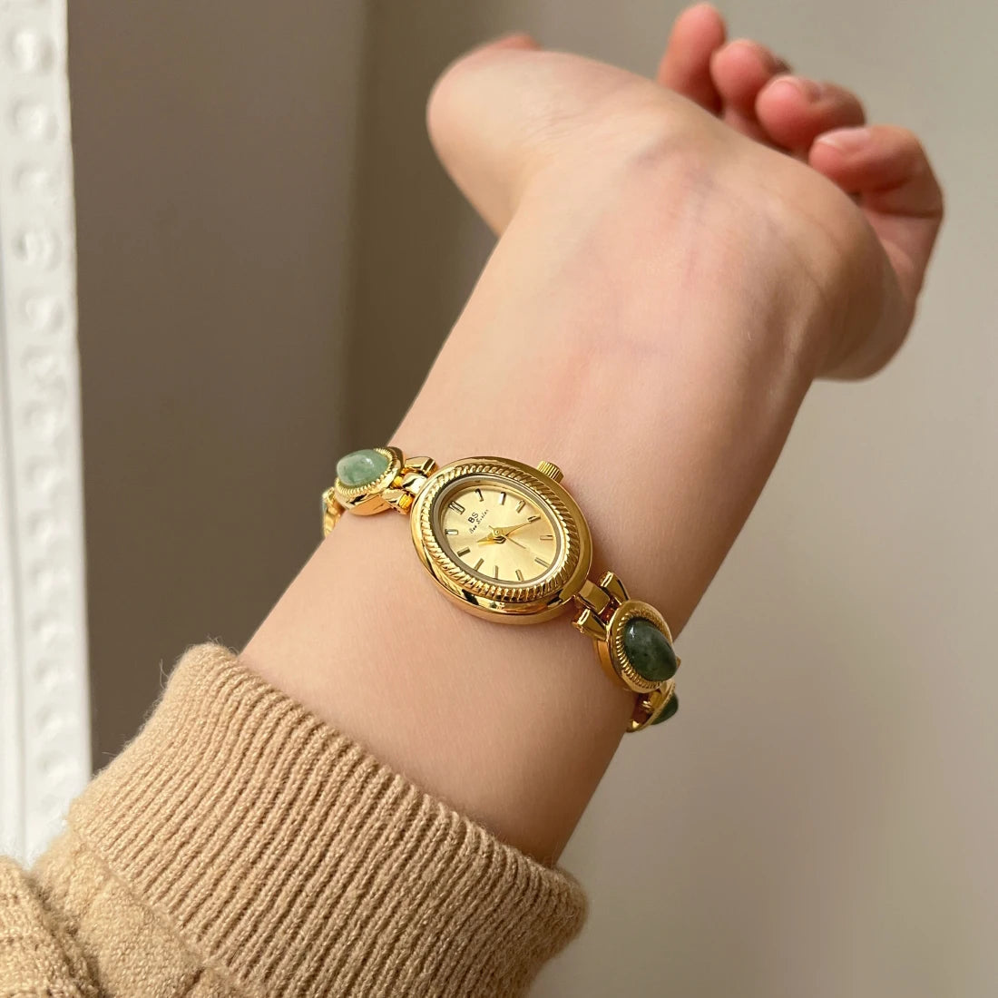 Jade Green Quartz Bracelet Watch