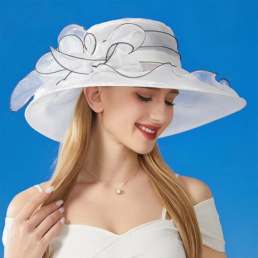 Women's Organza Wide Brim Sun Hat Beach