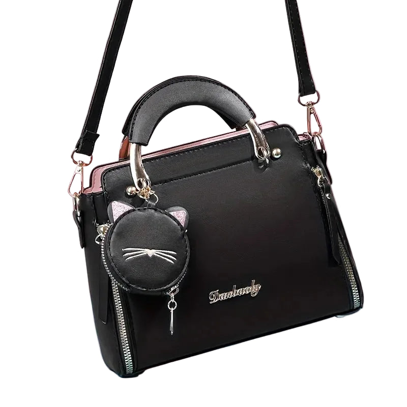 Women's Cat Satchel Top Handle Shoulder Bag