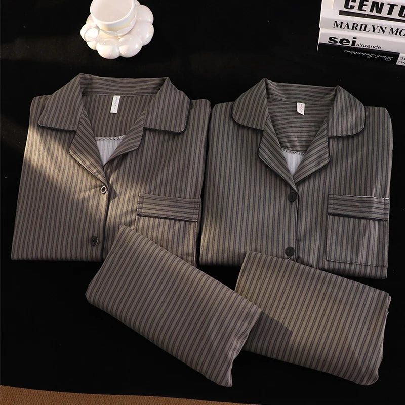 Striped Cotton Couple Pajamas