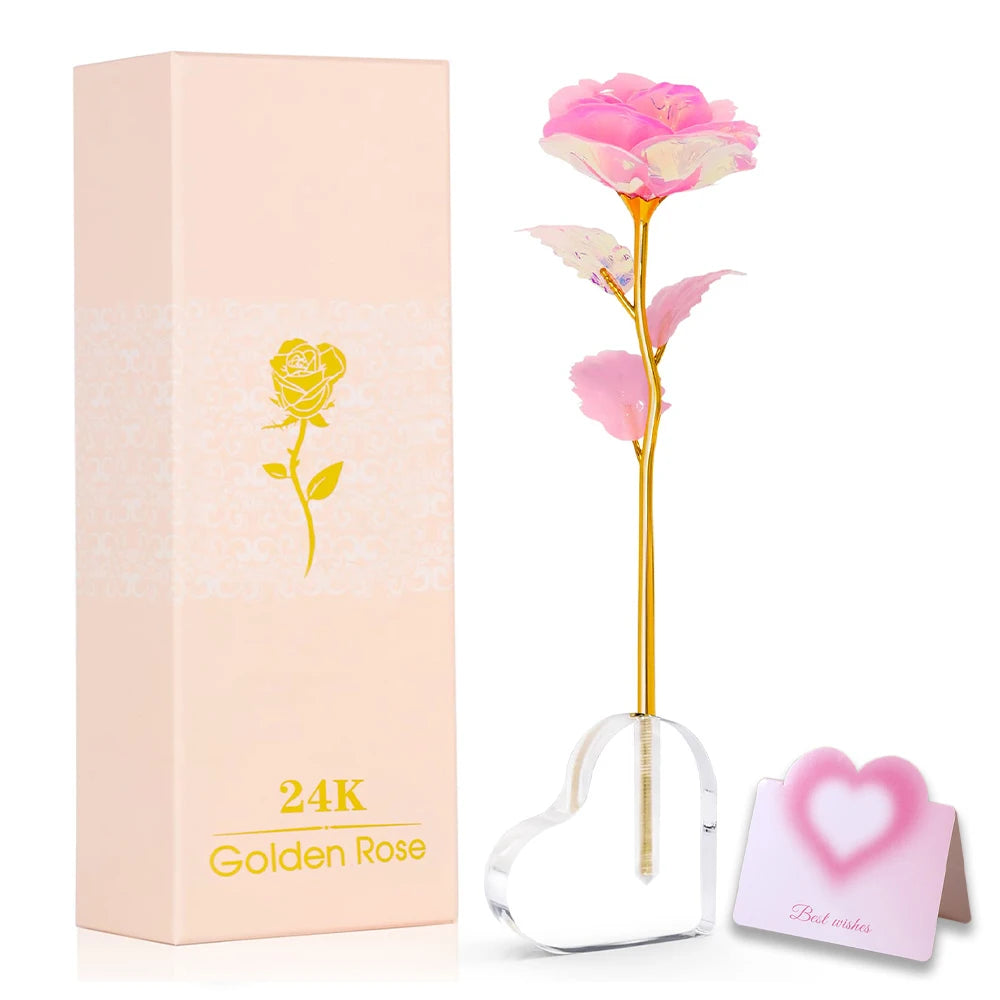 Pink Glitter Rose Crystal Base Gift Box