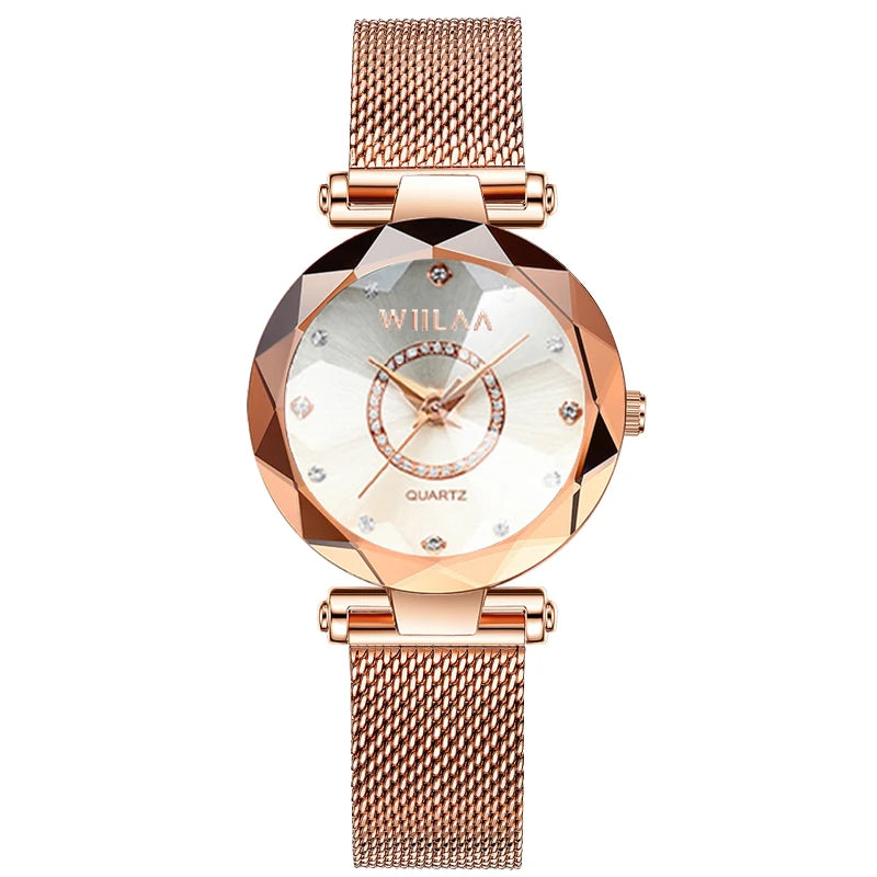 Rhinestone Gold Ladies Wristwatch