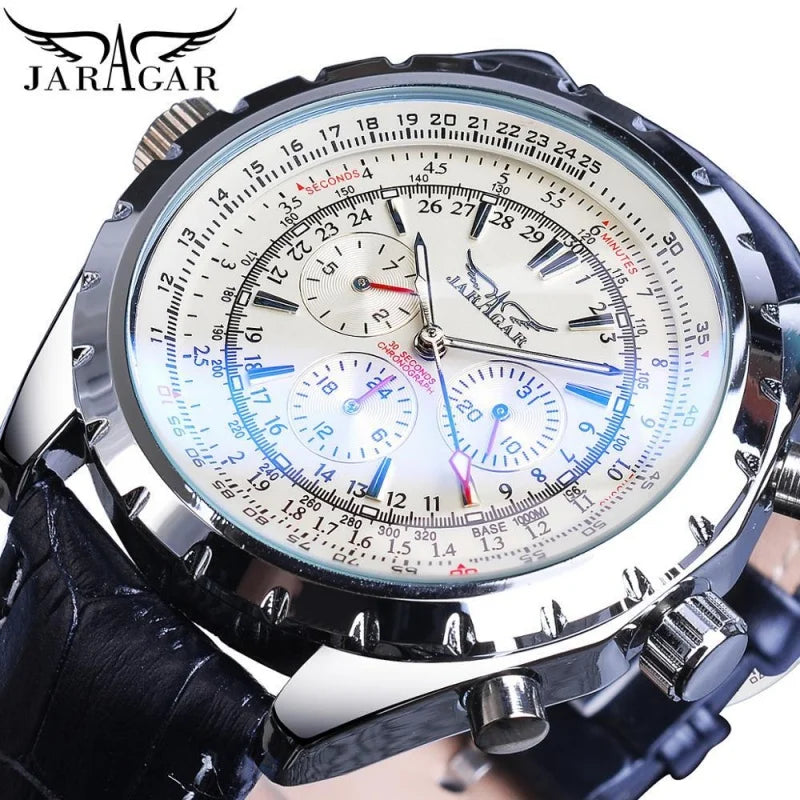 JARAGAR Hollow Chronograph Men's Watch