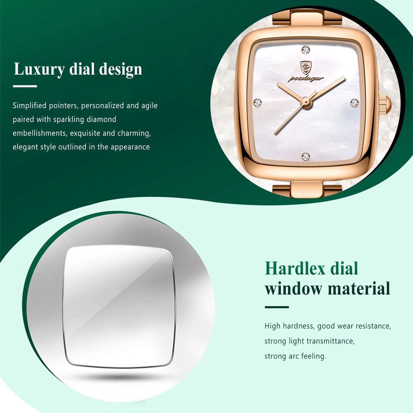 POEDAGAR Square Women Watch