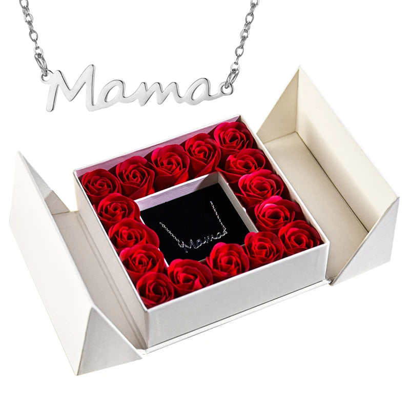 Women's Pendant Necklace Soap Rose Gift Box