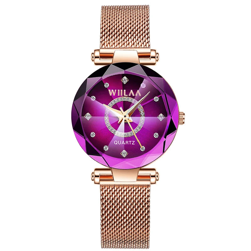 Rhinestone Gold Ladies Wristwatch