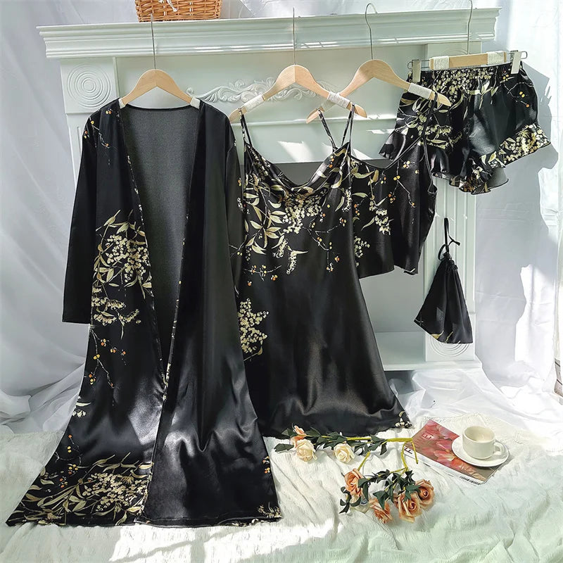 Women's 5-Piece Kimono Pajama Set