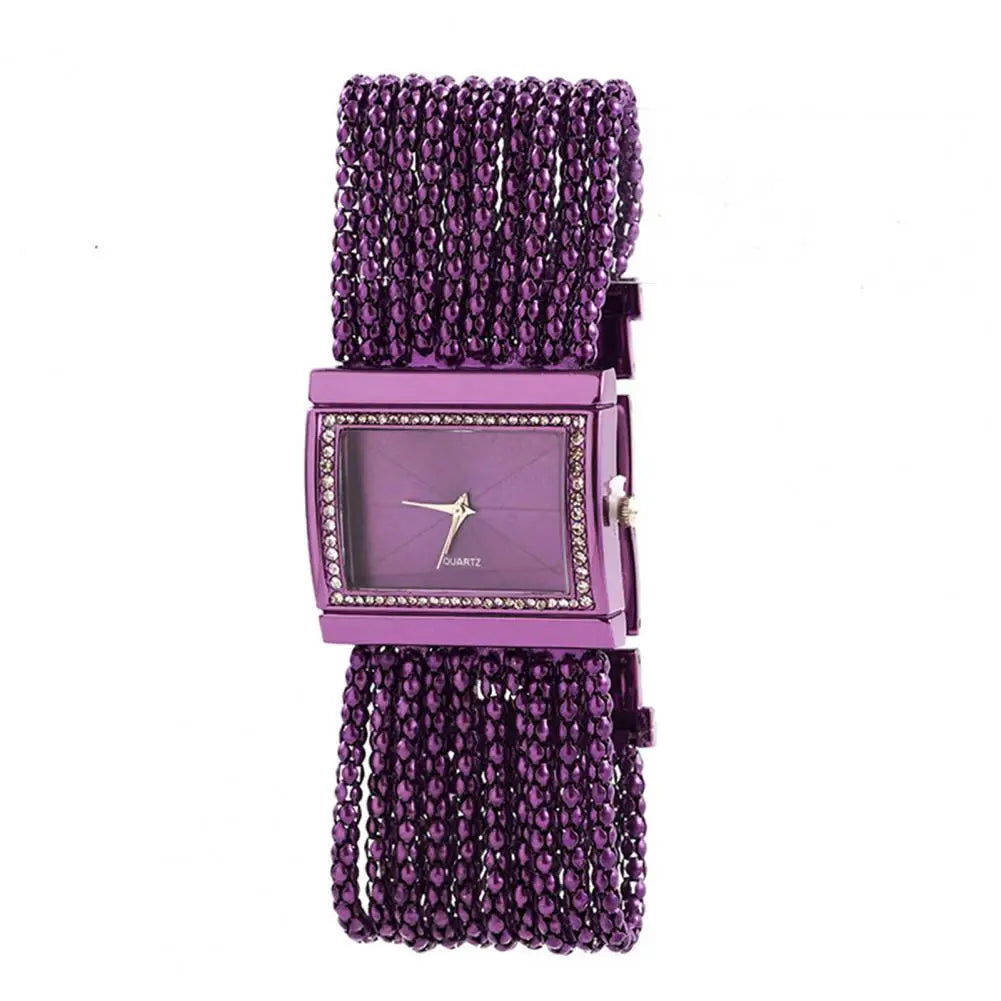 Bead Chain Rhinestone Bracelet Watch