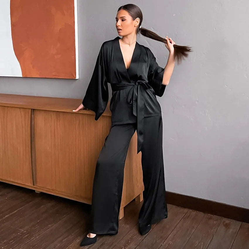 Satin Two-Piece Women Pajama Set