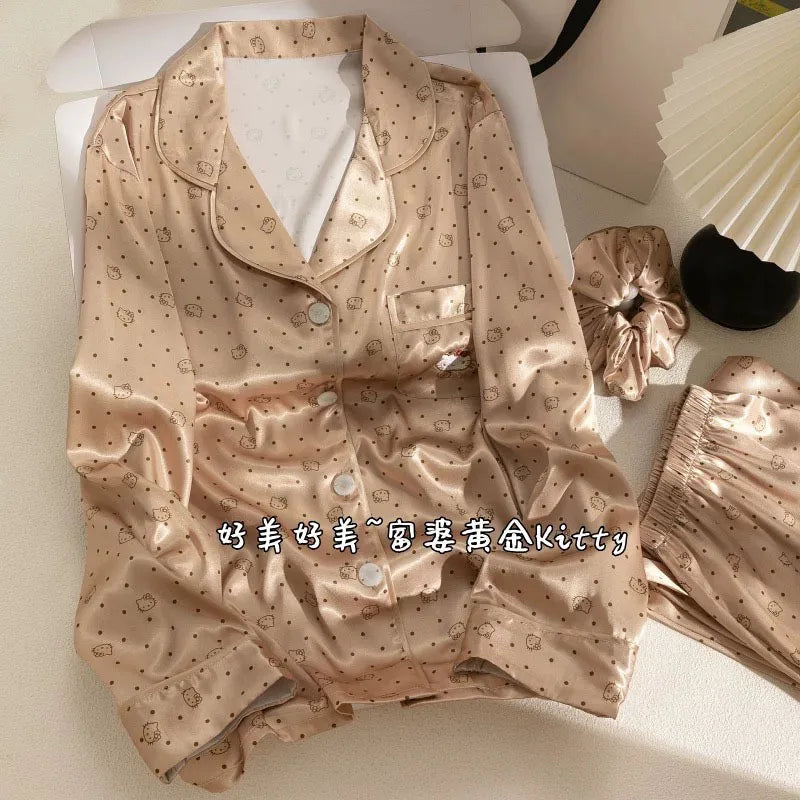 Women's Ice Silk Cute Pajama Set