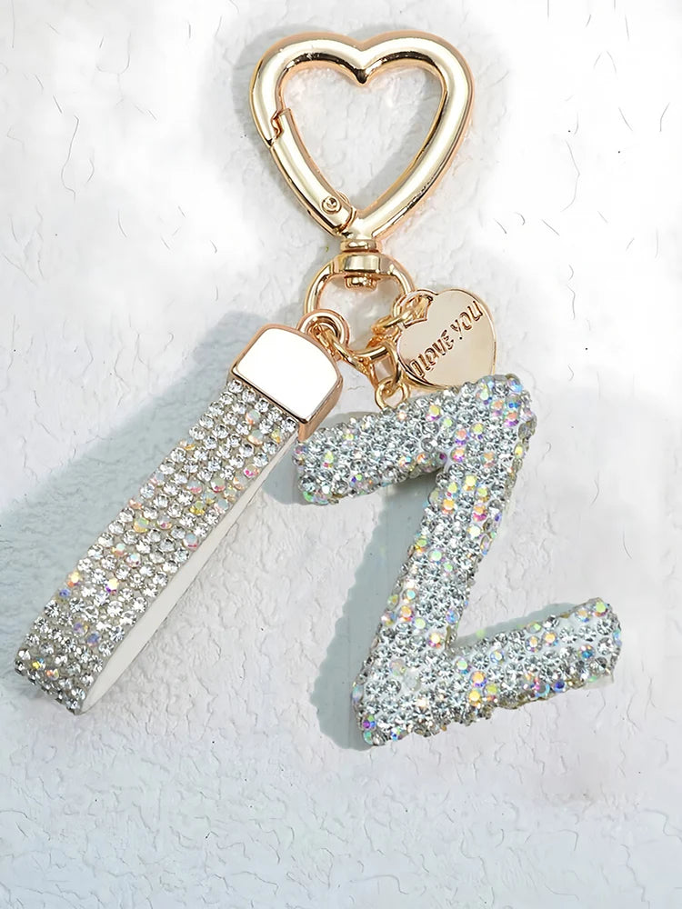Crystal Initial Letter Keychain