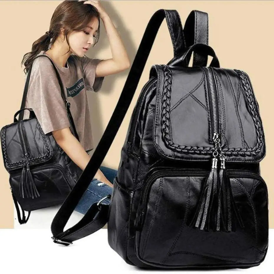 Women's PU Leather Backpack School Casual
