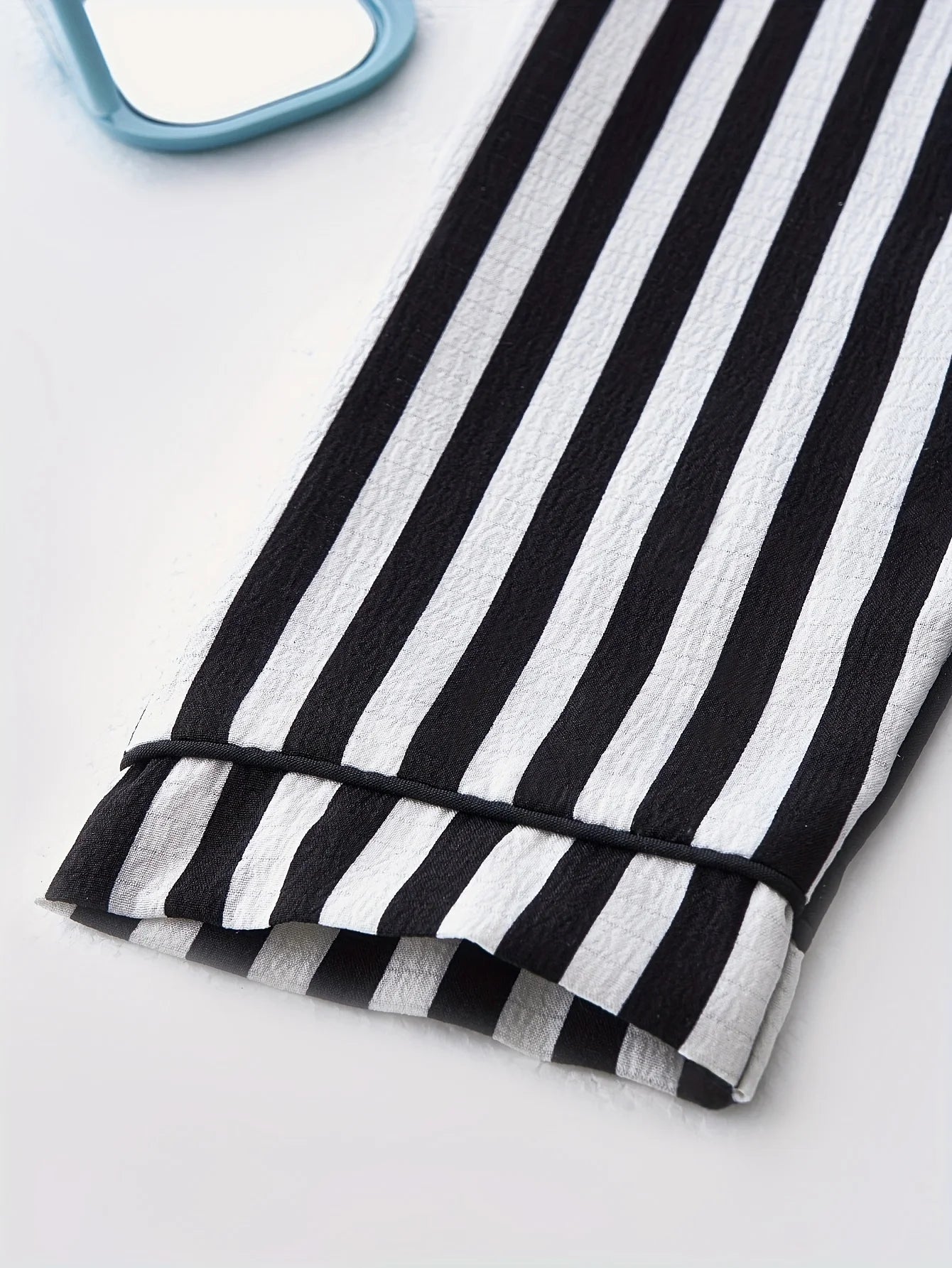 Women's Striped Lapel Pajama Set