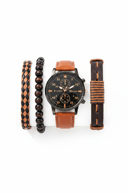 Men's Hip Hop Watch & Bracelet Set