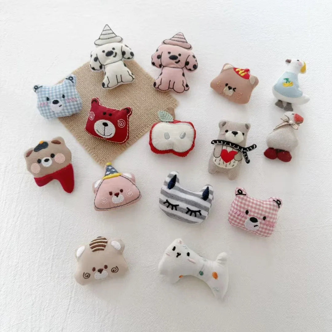 Bear Cat Fabric Brooch Handcrafted Pin