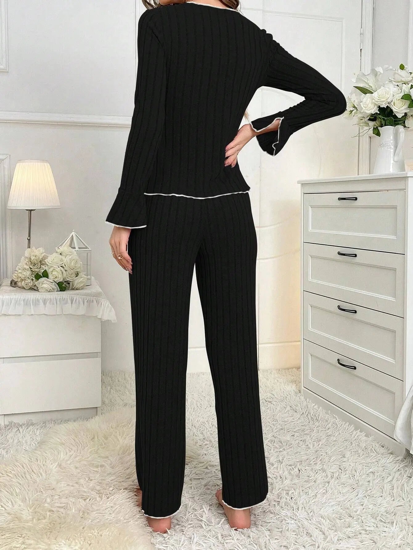 Flannel Bow Women Pajama Set