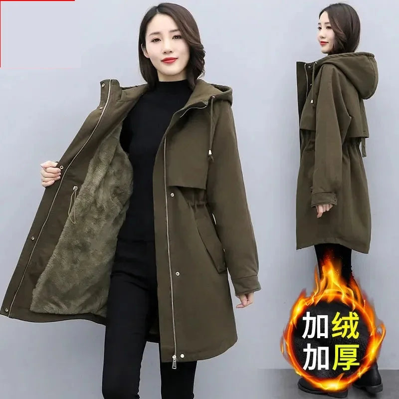 Hooded Velvet Women Parka