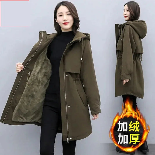 Hooded Velvet Women Parka