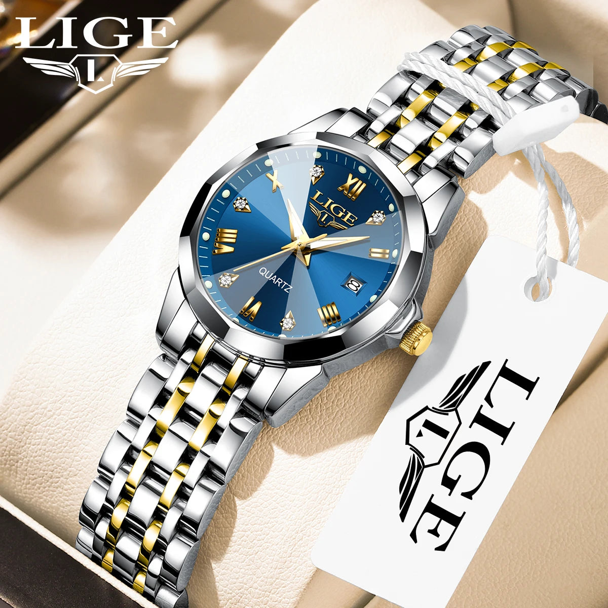 LIGE Luminous Date Steel Watch