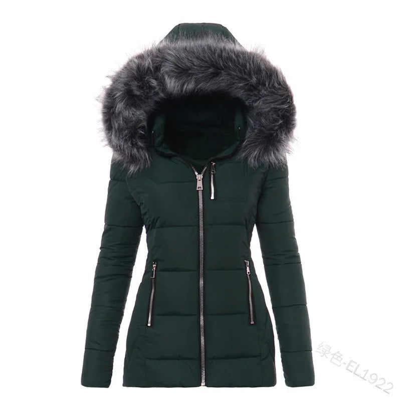 Fur Collar Hooded Women Parka