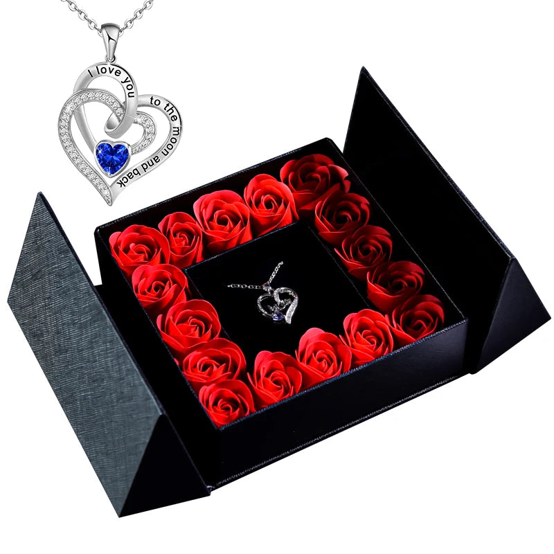 Women's Pendant Necklace Soap Rose Gift Box