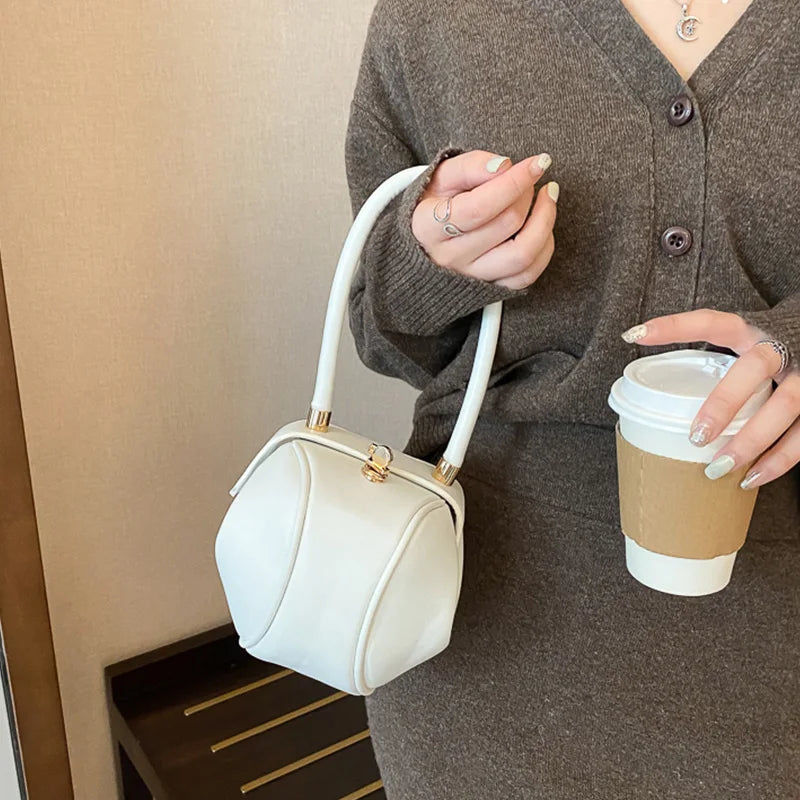 Women's PU Leather Mini Bowling Armpit Bag
