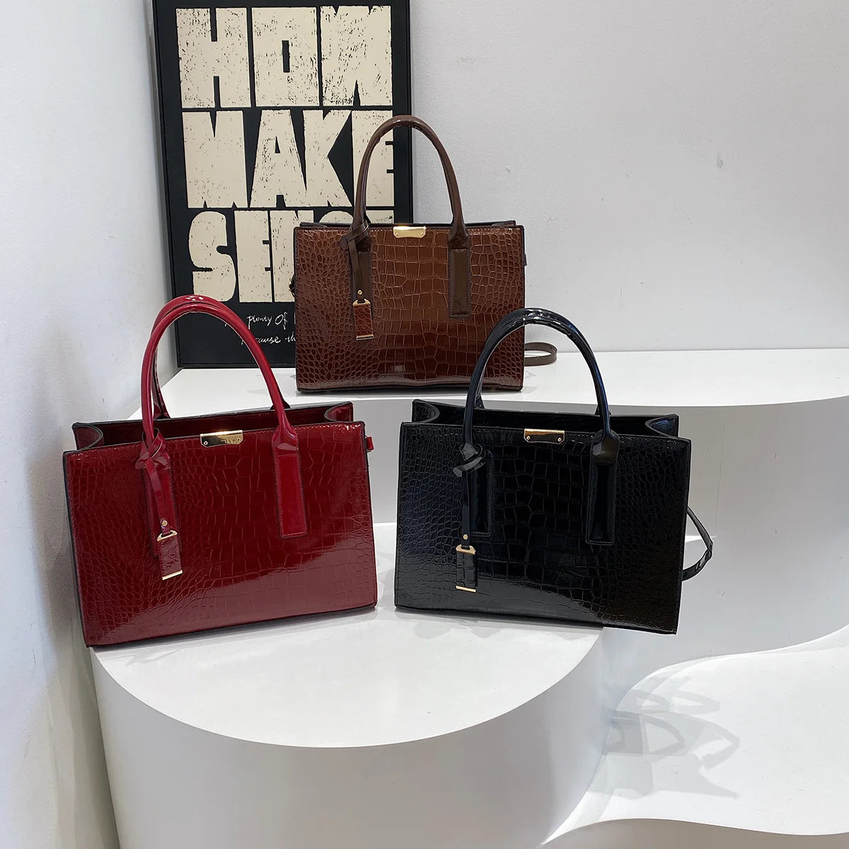 Crocodile Patent Leather Crossbody