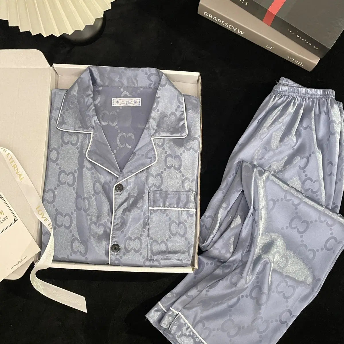 Ice Silk Men Loungewear Pajama Set