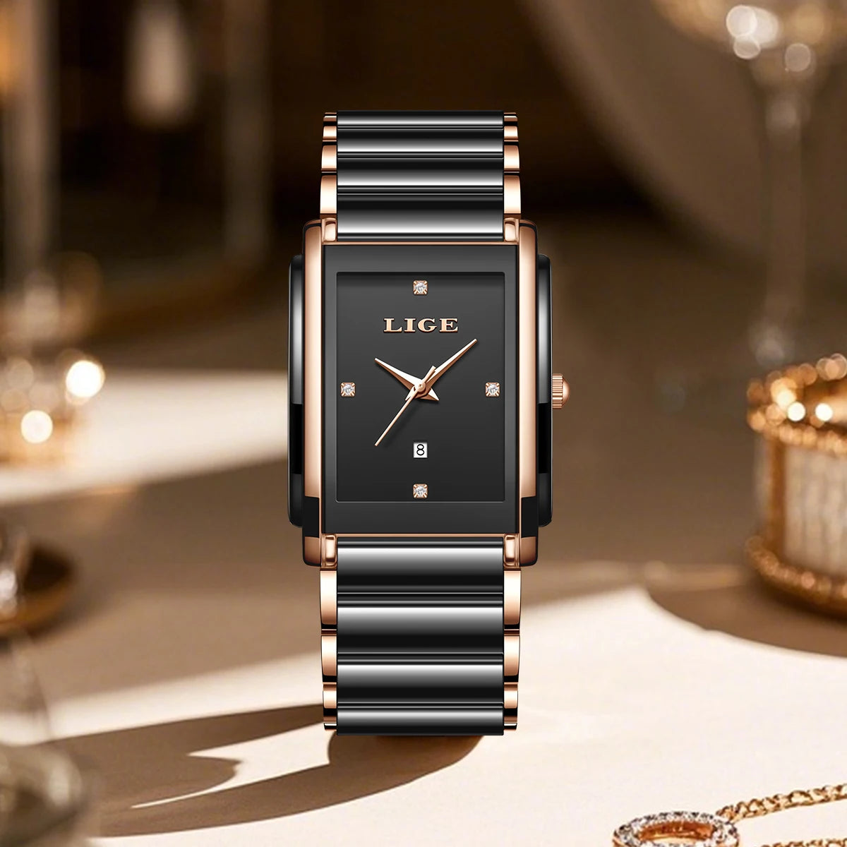 LIGE Women's Ceramic Strap Quartz Watch