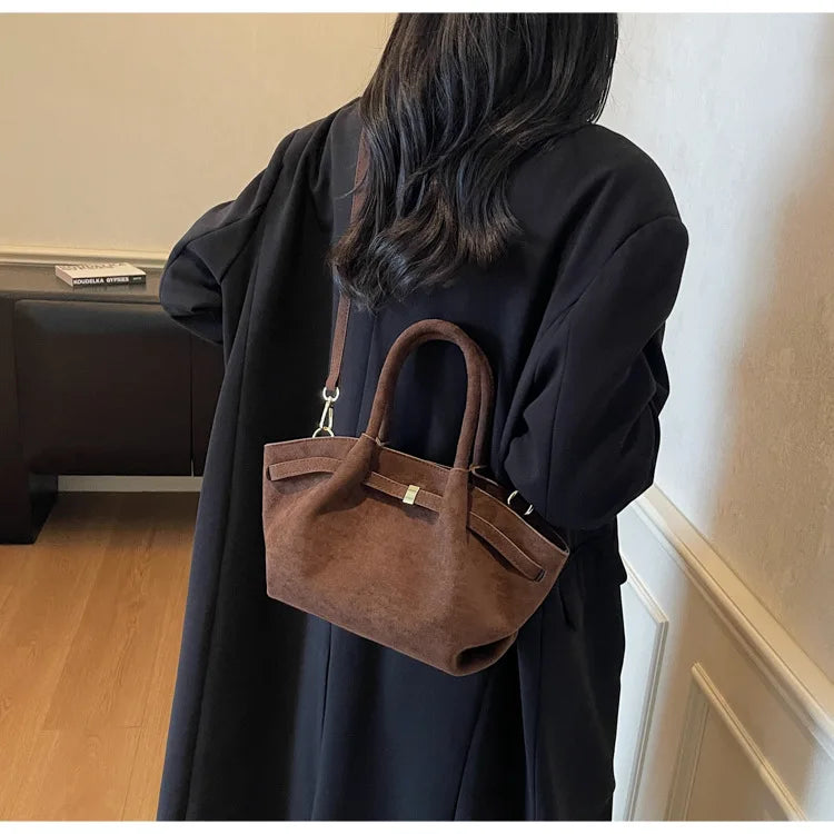 Suede Tote Shoulder Bag