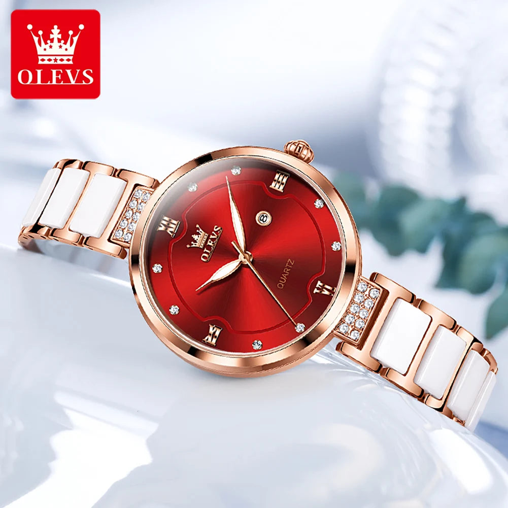 OLEVS Ceramic Bracelet Watch Set