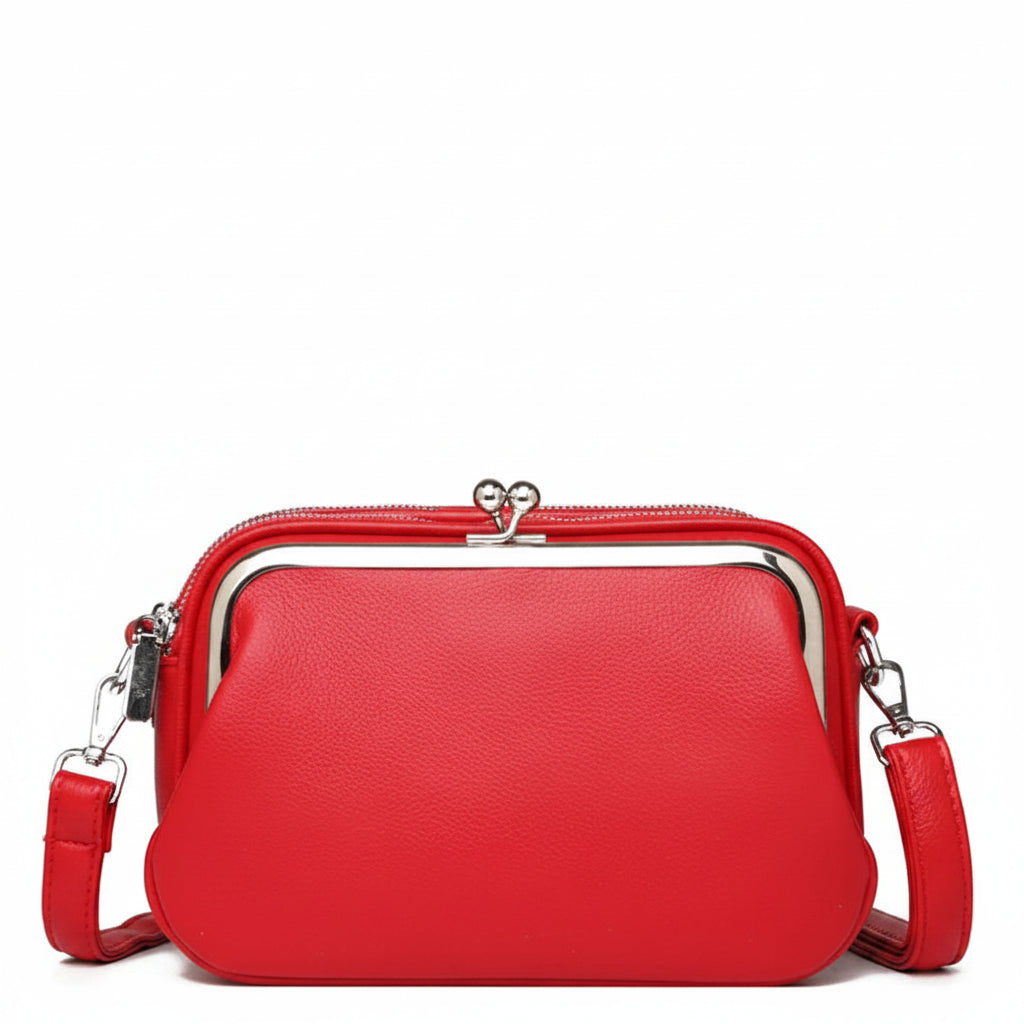 Women's Soft Leather Multi-Pocket Crossbody Bag