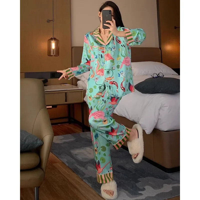 Women's Floral Bird Luxury Pajamas