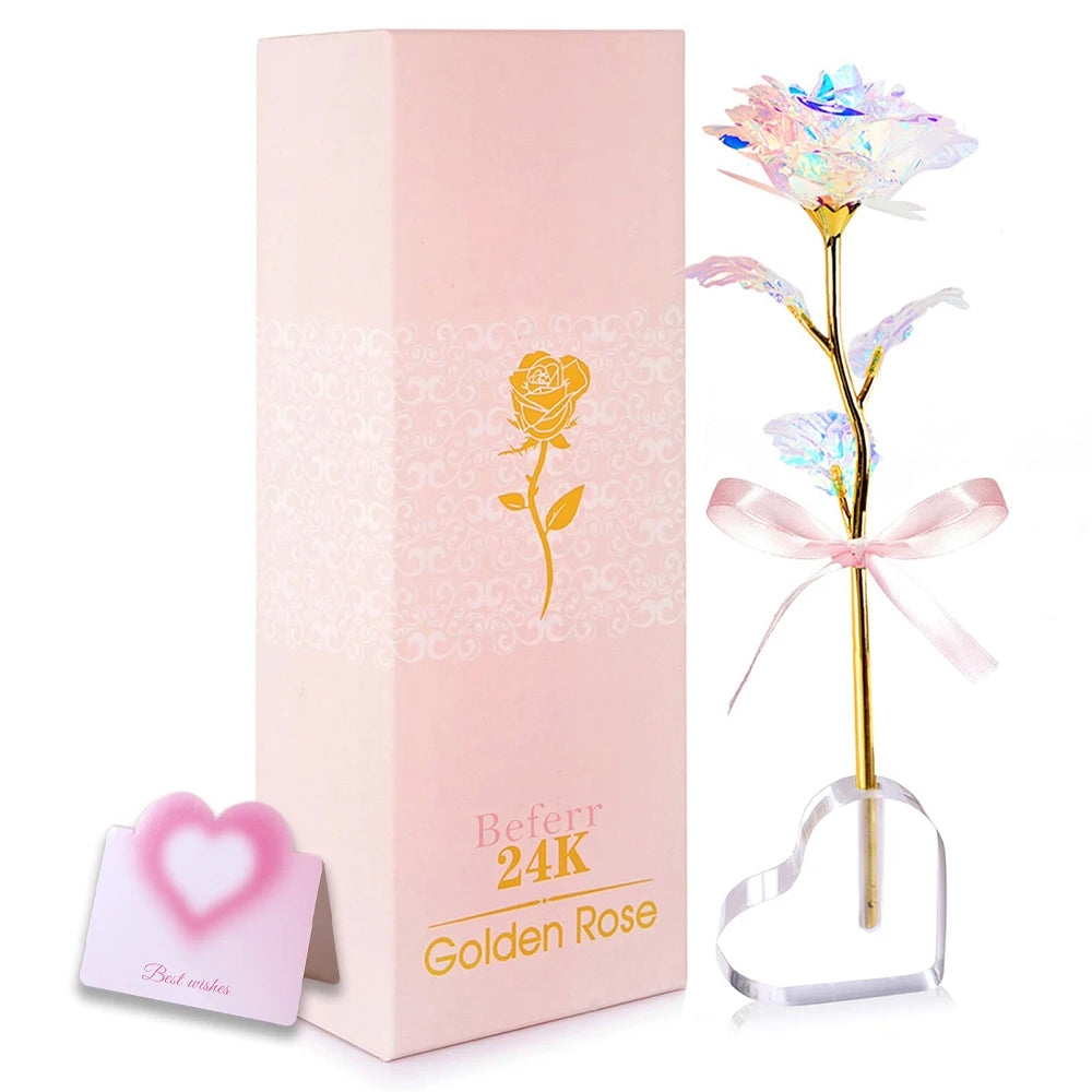 Pink Glitter Rose Crystal Base Gift Box
