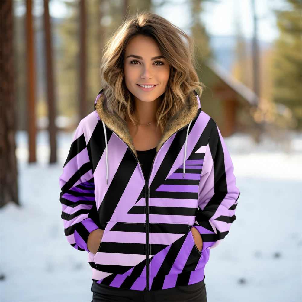 Women's Geometric Hooded Coat