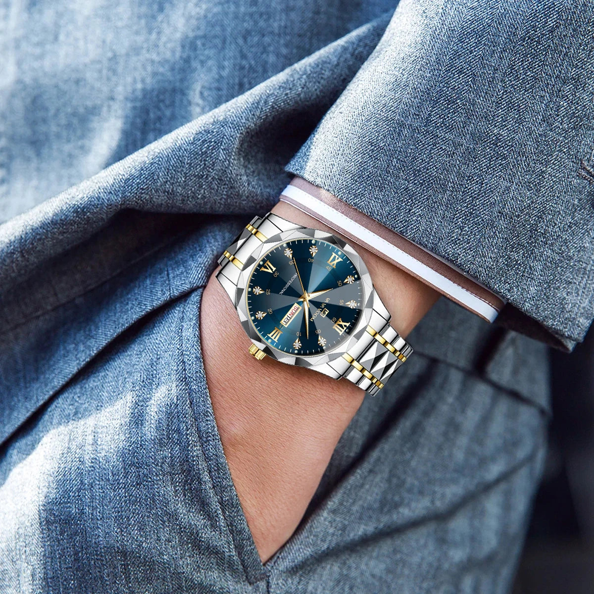 Diamond Dual Calendar Quartz Watch