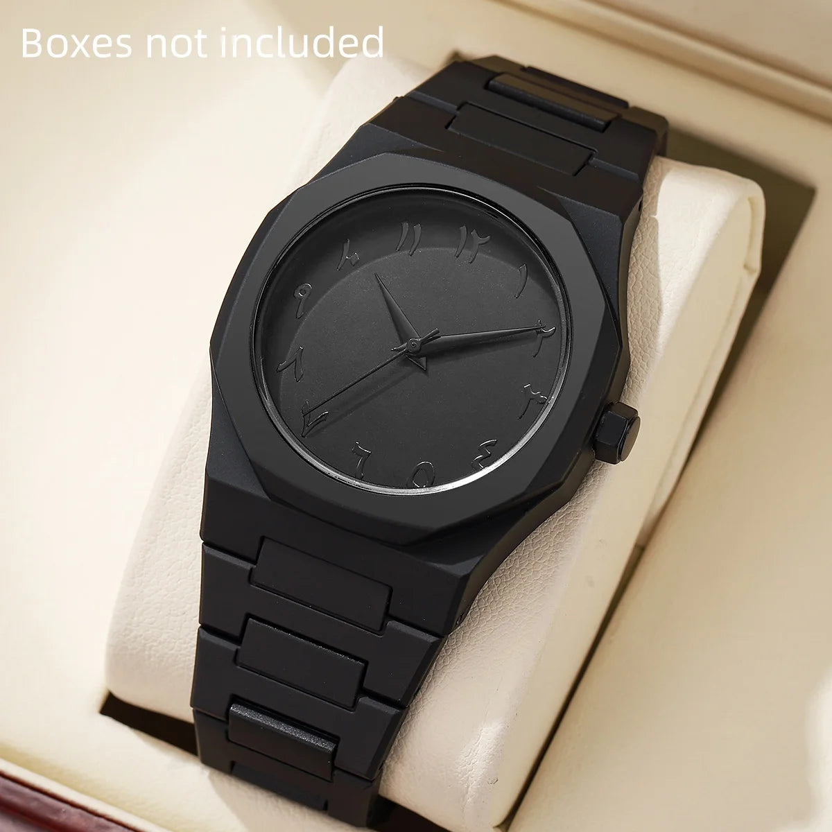 All-Black Arabic Dial Men's Sports Quartz Watch