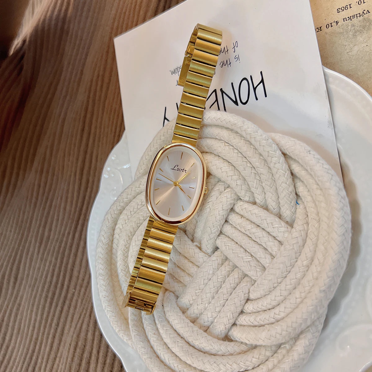 Gold Bracelet Vintage Quartz Watch