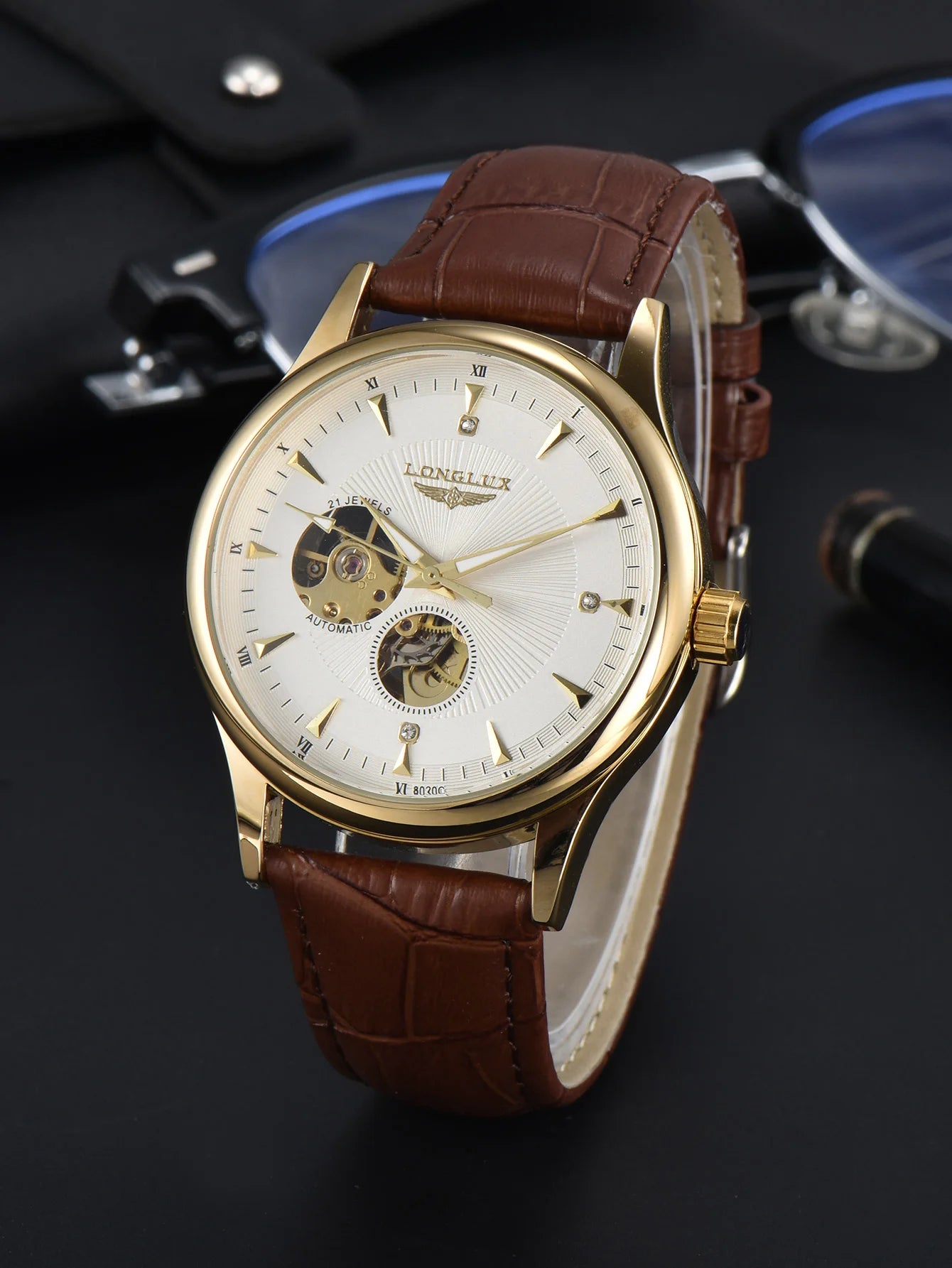Skeleton Mechanical Leather Men's Watch