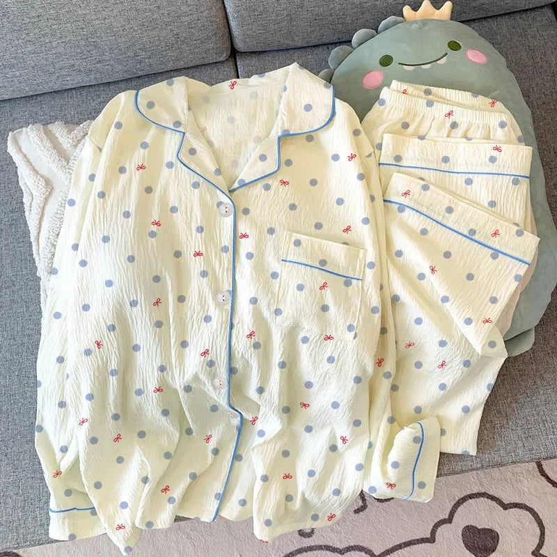 Girls Wrinkle Fabric Pajama Set