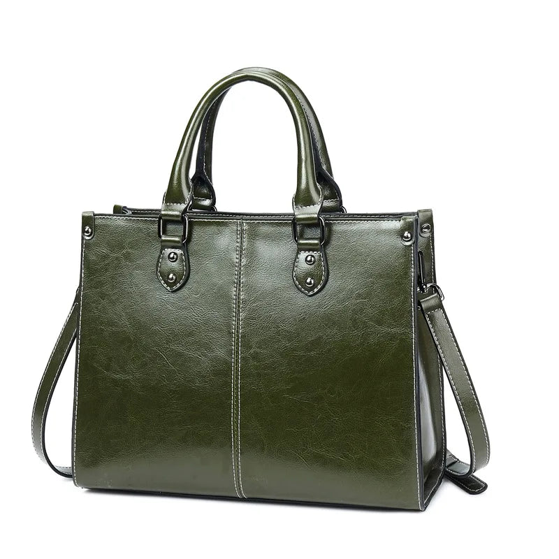 Cowhide Leather Shoulder Tote Bag
