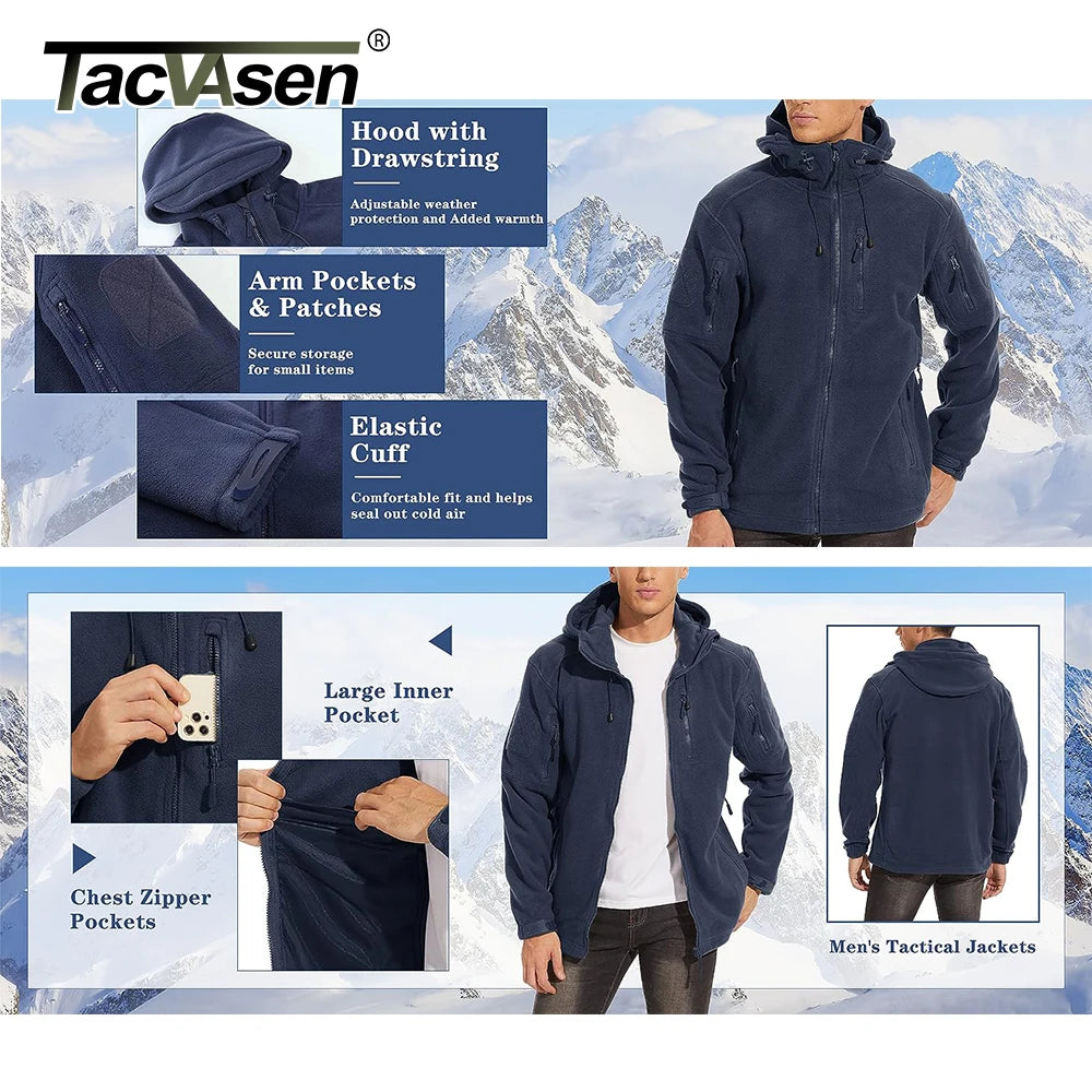 TACVASEN Fleece Hooded Men Jacket