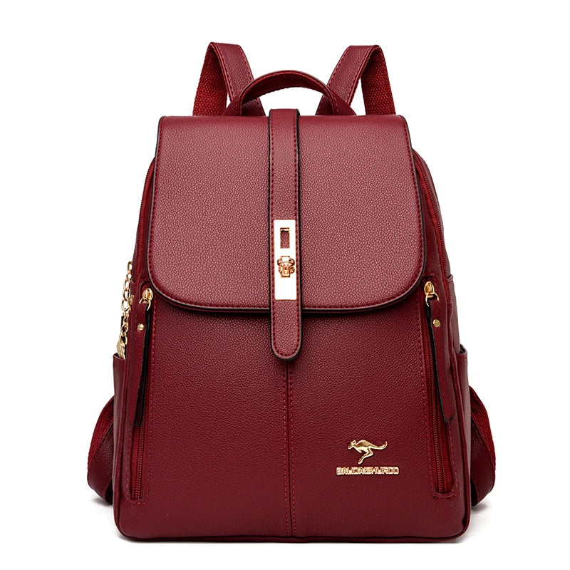 Vintage Leather Women Backpack