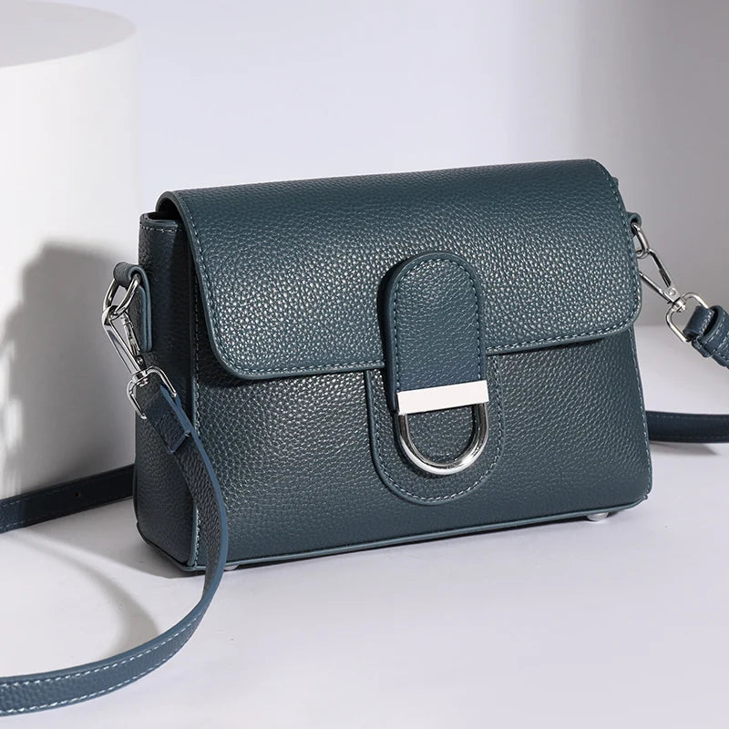 Women's Cowhide Leather Small Flap Crossbody Bag