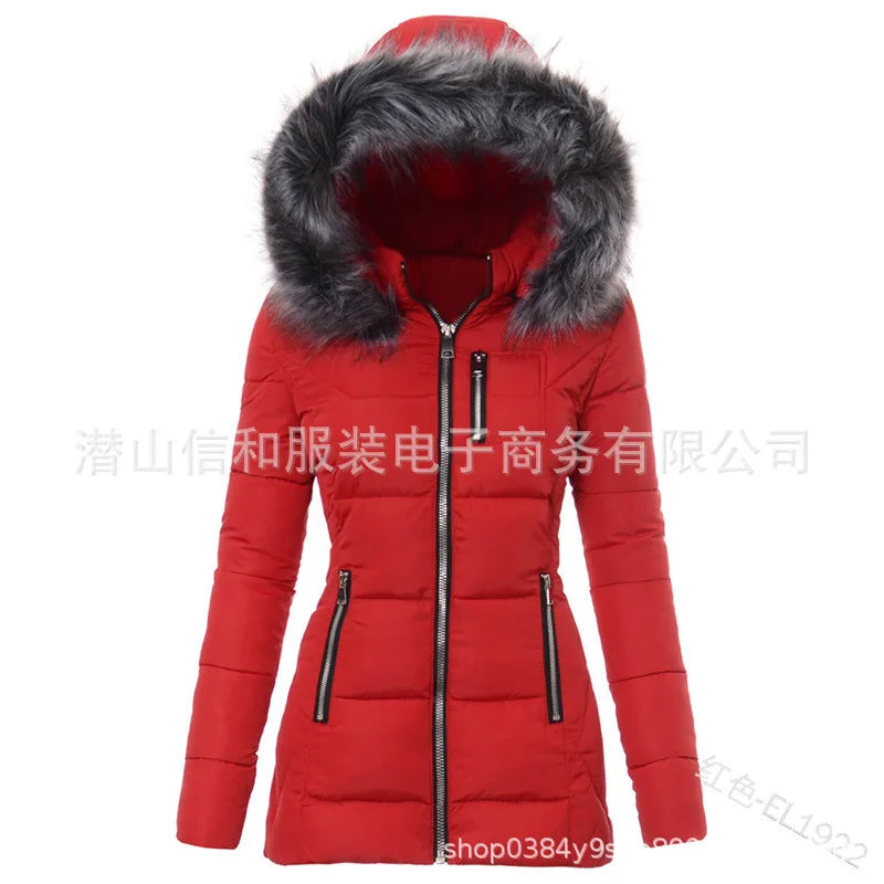Fur Collar Hooded Women Parka